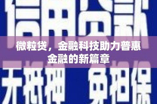 法库微粒贷，金融科技助力普惠金融的新篇章