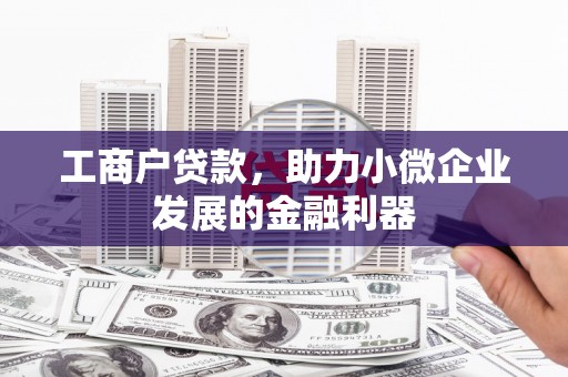 法库工商户贷款,助力小微企业发展的金融利器 法库工商户贷款,助力小微企业发展的金融利器