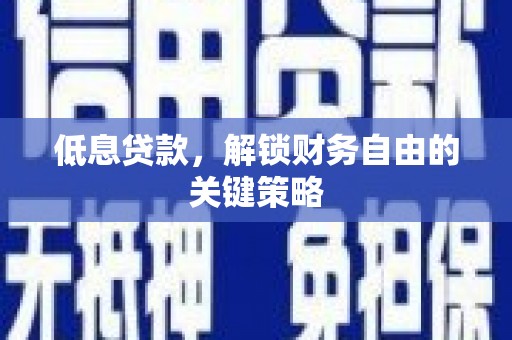 法库低息贷款，解锁财务自由的关键策略