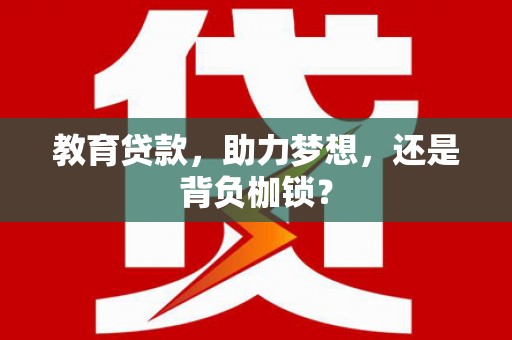 法库教育贷款，助力梦想，还是背负枷锁？